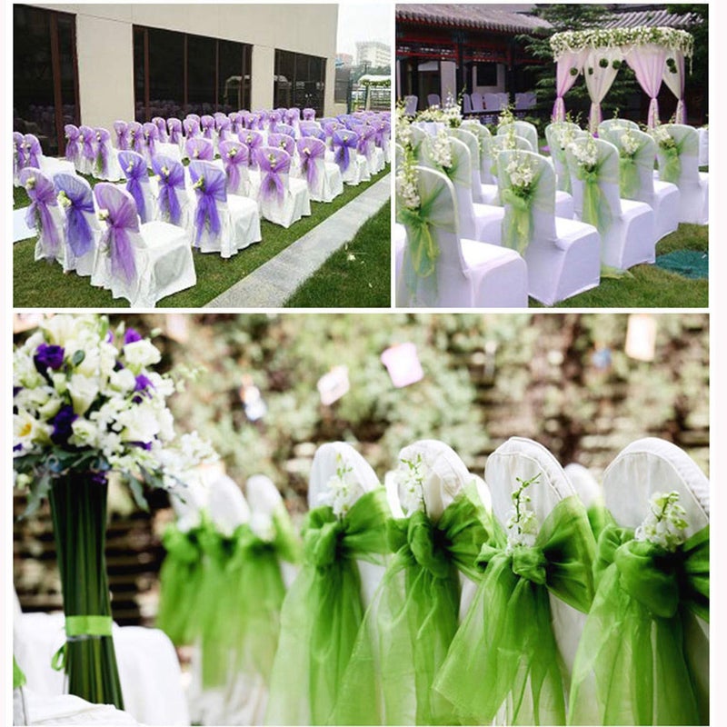 Anteer Crystal Organza Tulle Sheer Fabric Backdrop Curtains for Wedding Baby Shower Birthday Party Event Decor, 19â€ by 30 Yard (Green) - Image 4